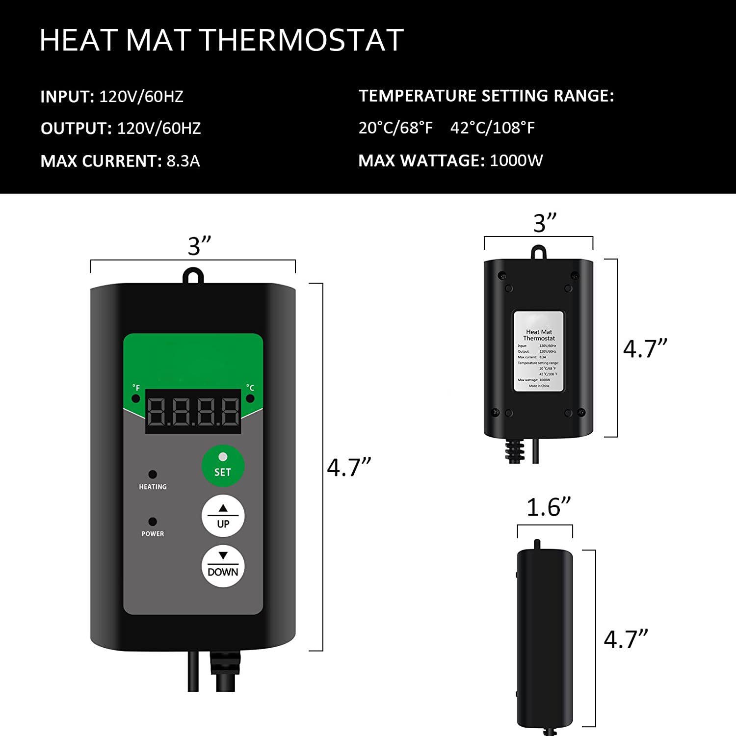 Digital Seedling Heat Mat Thermostat Controller